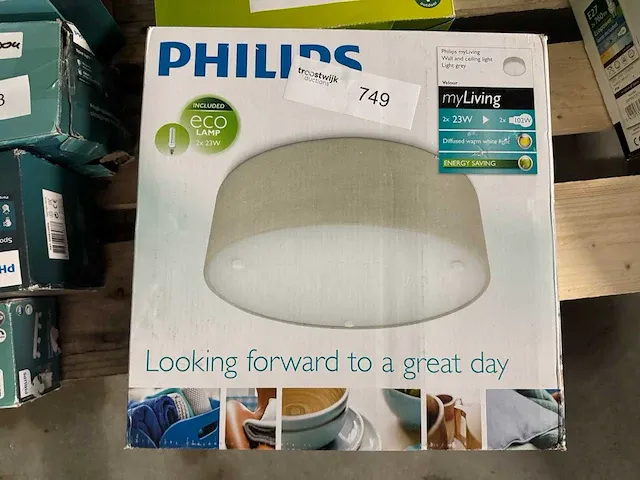 Philips velour grijs plafondlamp - afbeelding 3 van  3