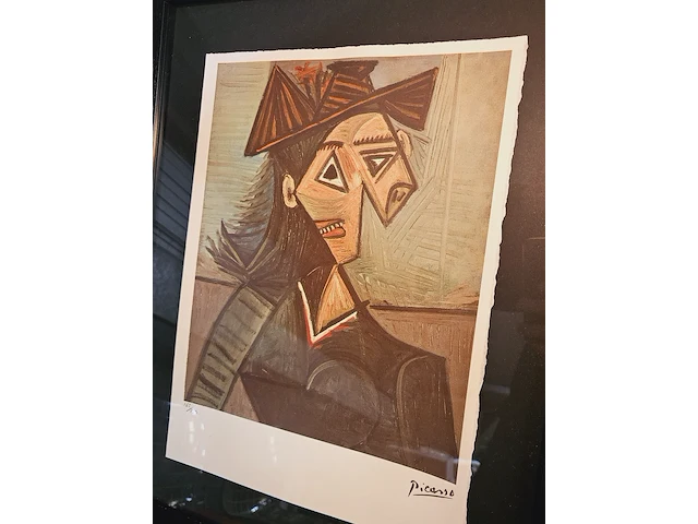 Picasso - lithograaf - ''les demoiselles'' in nieuwe lijst - afbeelding 2 van  6