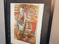Picasso - lithograaf - ''personnage la pelle'' in nieuwe lijst - afbeelding 1 van  7