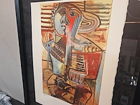 Picasso - lithograaf - ''personnage la pelle'' in nieuwe lijst - afbeelding 2 van  7