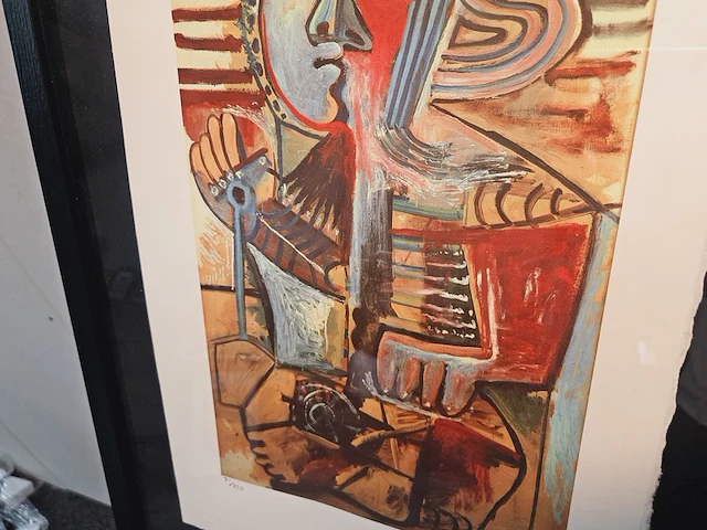 Picasso - lithograaf - ''personnage la pelle'' in nieuwe lijst - afbeelding 3 van  7