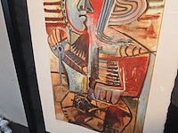 Picasso - lithograaf - ''personnage la pelle'' in nieuwe lijst - afbeelding 3 van  7