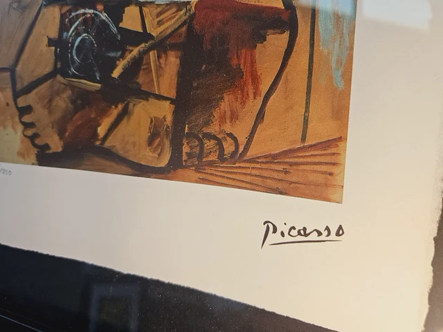 Picasso - lithograaf - ''personnage la pelle'' in nieuwe lijst - afbeelding 4 van  7