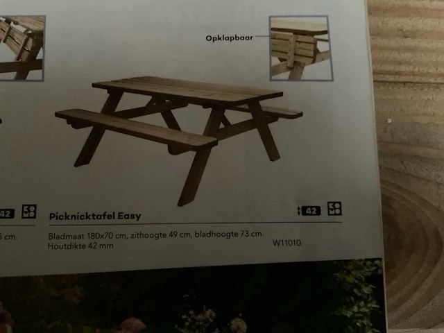 Picknicktafel "easy" opklapbaar 180x70x73 cm - afbeelding 2 van  5