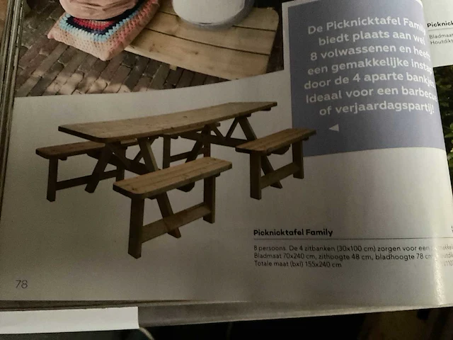 Picknicktafel "family" opklapbaar 240x155x78 cm - afbeelding 3 van  10