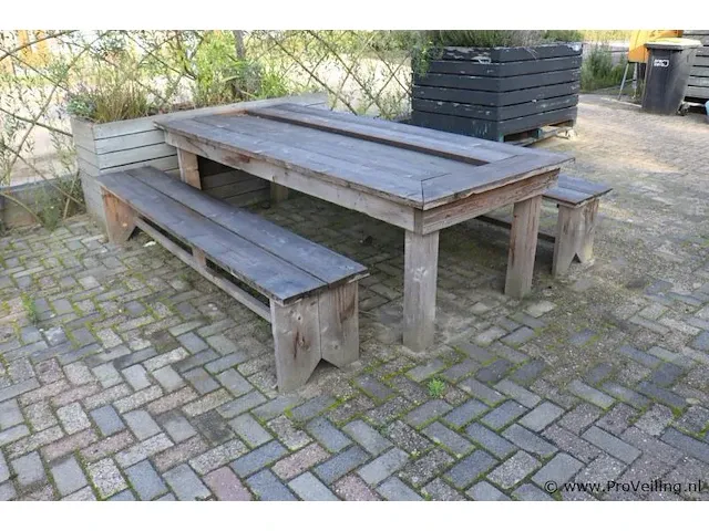 Picknicktafel incl. 2 banken - 260x110x77cm - afbeelding 3 van  6