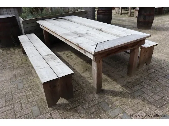 Picknicktafel incl. 2 banken - 263x111x80cm - afbeelding 2 van  7