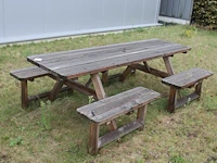 Picknicktafel met 4 bankjes. afmeting 240 x 153 cm. - afbeelding 2 van  2