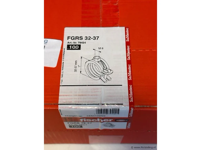 Pijpbeugel 32-37 mm met rubberinlaag - doos - afbeelding 2 van  3