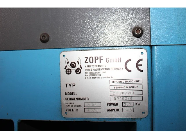 Pijpenbuigmachine zoph zb70/2h1 met diverse koppen in bak. bouwjaar 2005. - afbeelding 4 van  6