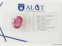 Pink tourmaline 4.46ct algt certified - afbeelding 2 van  4