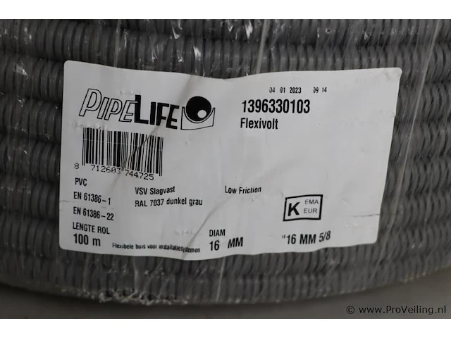 Pipelife pvc vsv slagvast rol 100 meter- diam 16 mm - afbeelding 2 van  2
