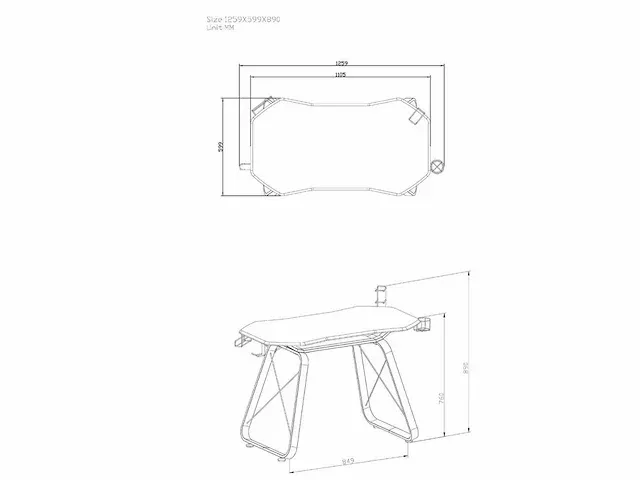 Piranha - stonecat game bureau - 110x60x76 cm - gaming desk - carbon fibre style - gaming bureau - afbeelding 4 van  5