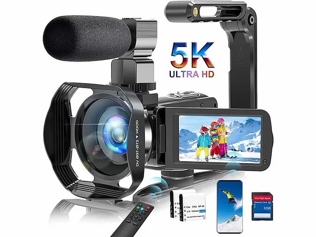 Pitiki videocamera 5k hd 64mp wifii vlogging camera voor youtube, 30fps webcam met ir nachtzicht - afbeelding 1 van  2