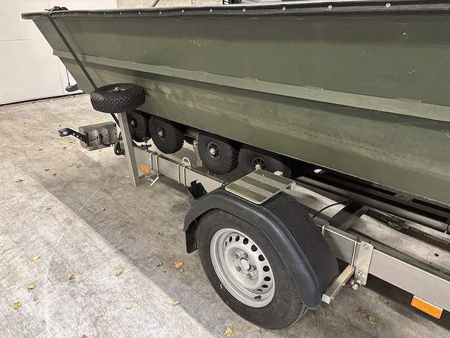 Platbodem op trailer, aluminiumjon, jon 520, groen - afbeelding 16 van  28