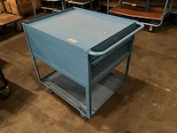 Plateauwagen v.v. 2 etage en ladeblok 80x60x79cm - afbeelding 1 van  2