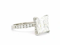 Platina 950 ring met diamant 6,46 crt. princess cut - afbeelding 3 van  9