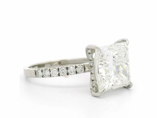 Platina 950 ring met diamant 6,46 crt. princess cut - afbeelding 5 van  9