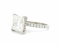 Platina 950 ring met diamant 6,46 crt. princess cut - afbeelding 6 van  9