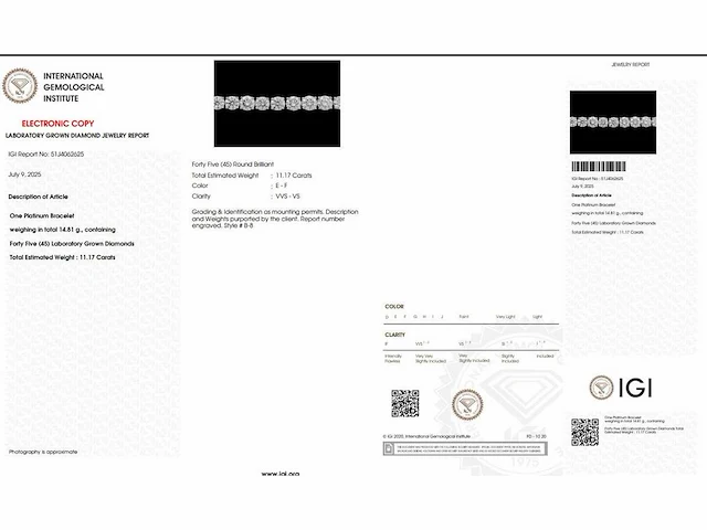 Platina armband met 11,17 crt. diamant - afbeelding 2 van  7