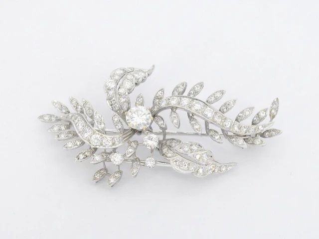 Platina broche met diamant - afbeelding 2 van  8