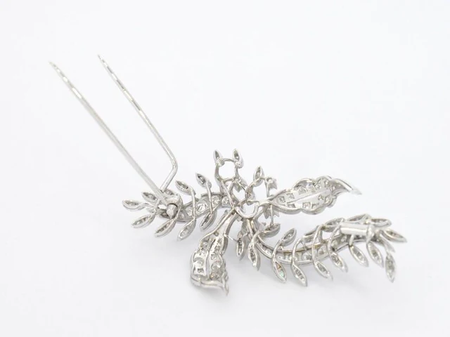 Platina broche met diamant - afbeelding 3 van  8