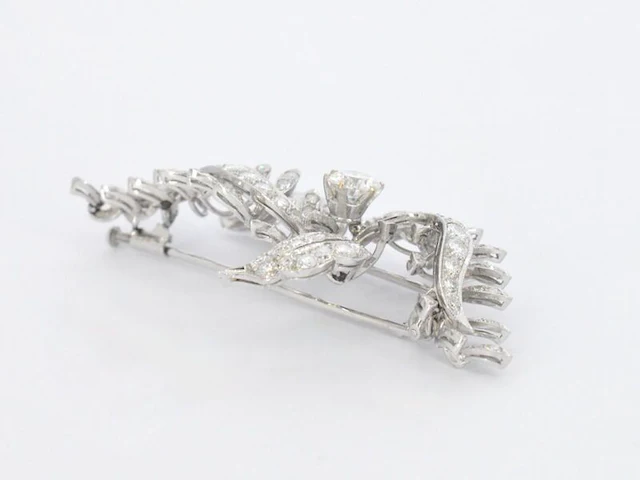 Platina broche met diamant - afbeelding 5 van  8