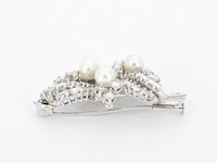 Platina broche met diamanten en parels - afbeelding 3 van  7