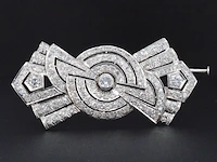 Platina broche met diamanten - afbeelding 1 van  6