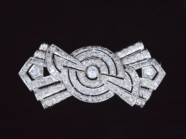 Platina broche met diamanten - afbeelding 2 van  6