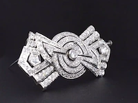 Platina broche met diamanten - afbeelding 3 van  6