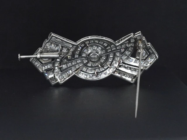Platina broche met diamanten - afbeelding 4 van  6
