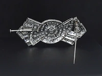 Platina broche met diamanten - afbeelding 4 van  6