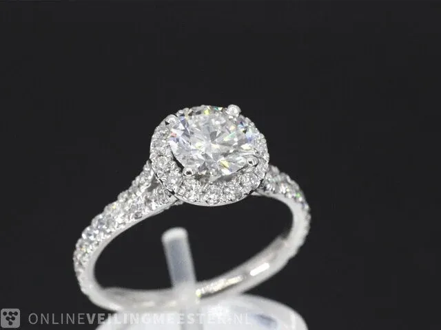 Platina entourage ring met 1.65 carat briljant diamanten - afbeelding 5 van  9