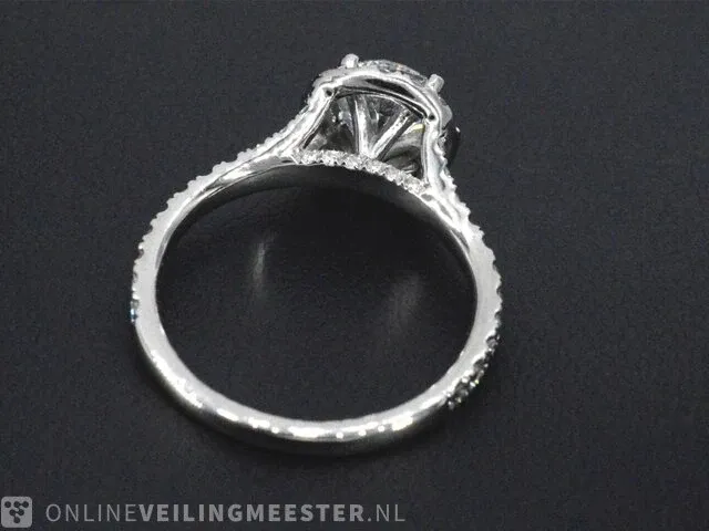 Platina entourage ring met 1.65 carat briljant diamanten - afbeelding 6 van  9