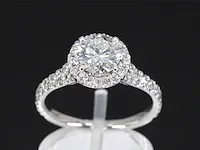 Platina entourage ring met 1.65 carat briljant diamanten - afbeelding 1 van  9