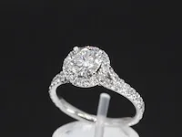 Platina entourage ring met 1.65 carat briljant diamanten - afbeelding 3 van  9