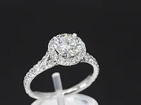 Platina entourage ring met 1.65 carat briljant diamanten - afbeelding 4 van  9