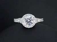 Platina entourage ring met 1.65 carat briljant diamanten - afbeelding 6 van  9