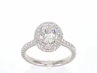 Platina entourage ring met 1.76 carat briljant diamanten - afbeelding 1 van  10