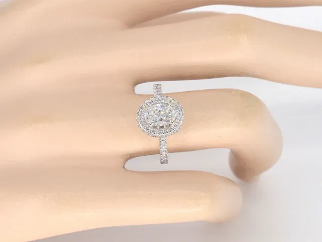 Platina entourage ring met 1.76 carat briljant diamanten - afbeelding 3 van  10