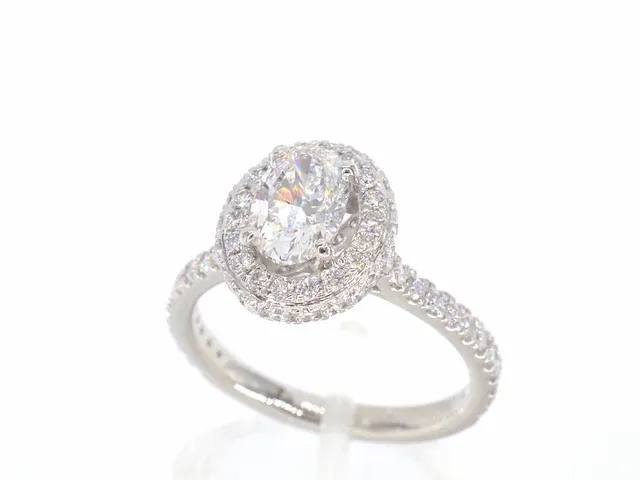 Platina entourage ring met 1.76 carat briljant diamanten - afbeelding 4 van  10