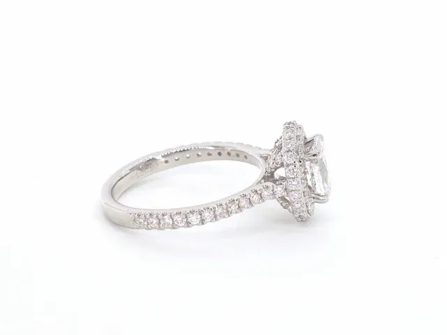 Platina entourage ring met 1.76 carat briljant diamanten - afbeelding 6 van  10