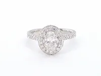 Platina entourage ring met 1.76 carat briljant diamanten - afbeelding 7 van  10