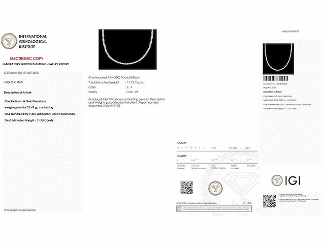 Platina ketting met 11,73 crt. diamant - afbeelding 4 van  11