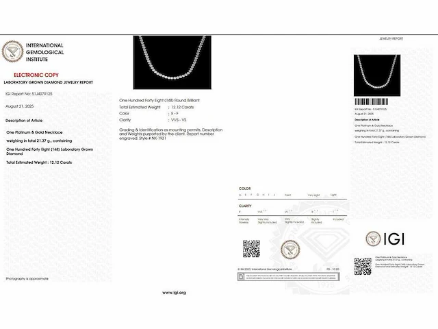 Platina ketting met 12,12 crt. diamant - afbeelding 4 van  11