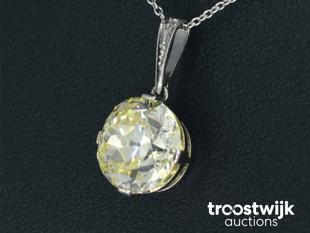 Platina ketting met een grote diamant van 3.50 carat - afbeelding 1 van  8