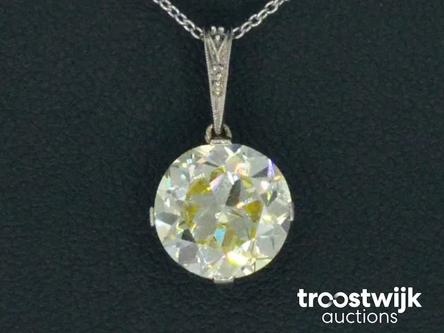 Platina ketting met een grote diamant van 3.50 carat - afbeelding 2 van  8