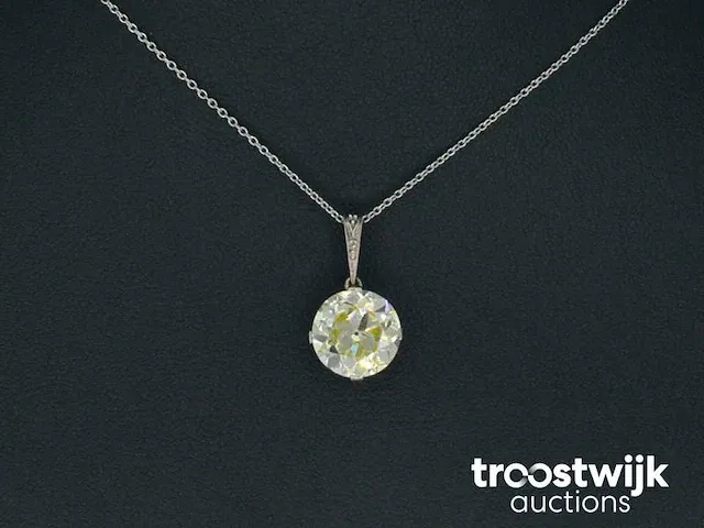 Platina ketting met een grote diamant van 3.50 carat - afbeelding 3 van  8
