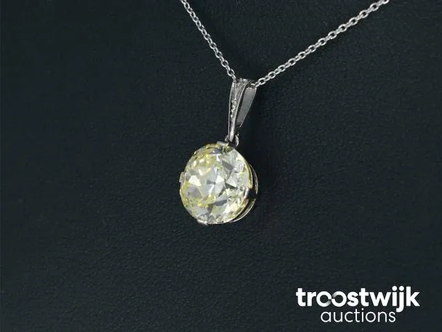Platina ketting met een grote diamant van 3.50 carat - afbeelding 4 van  8